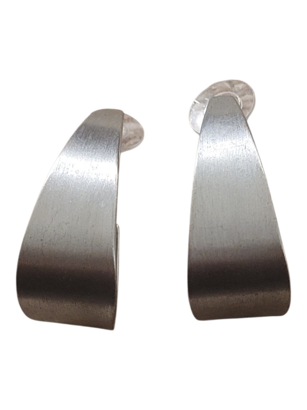 Brushed Silver Contemporary Earrings